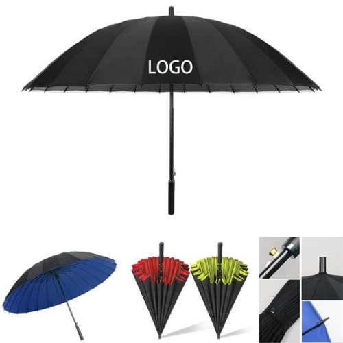 24 Bone Double Cover Cloth Long Handle Umbrella