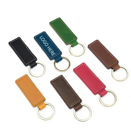 Classic PU Leather Rectangle Keychains 