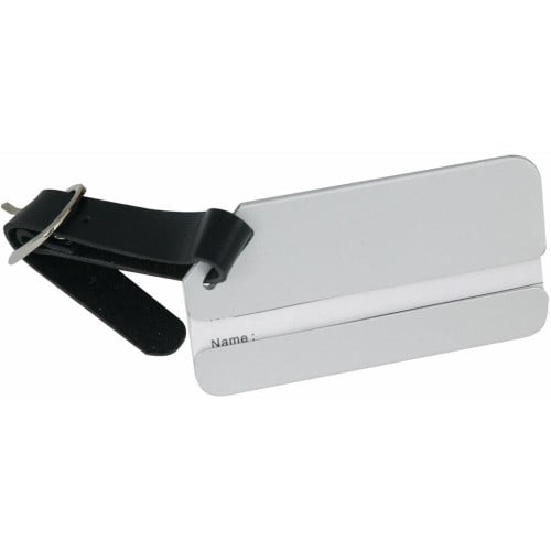 luggage tag aluminium with leather strap