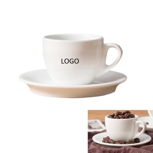 Espresso Ceramic Cups and Saucers